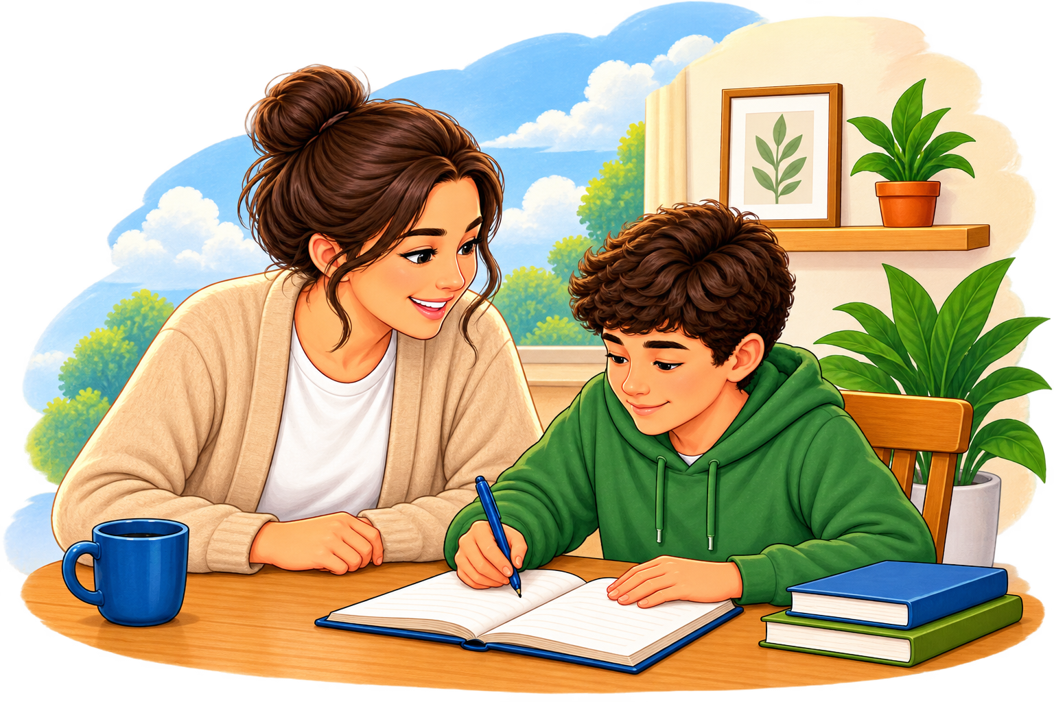 A carer and young person spending time together